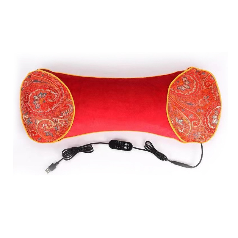 Electric Heated Mugwort Pillow Neck Support Cervical Pillow Four Level Temperature Control Velvet Bone Shape - Image 5