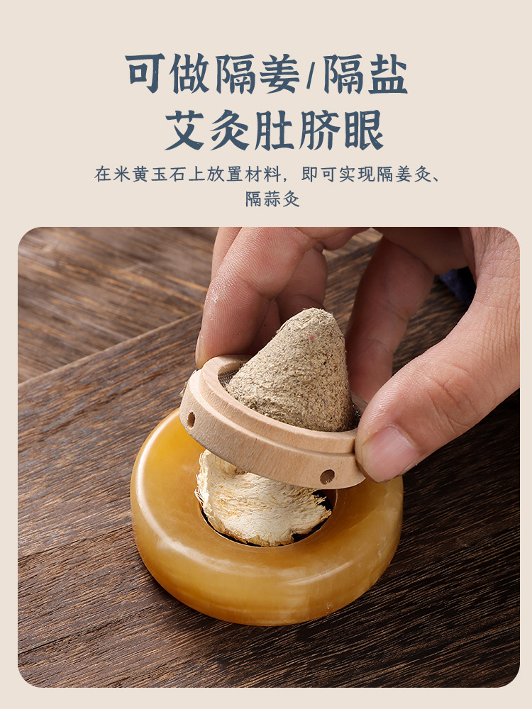 Jade Moxa Pad Stone Moxibustion Mat with Ginger Insulation Tool for Belly Navel Traditional Heat Therapy - Image 4