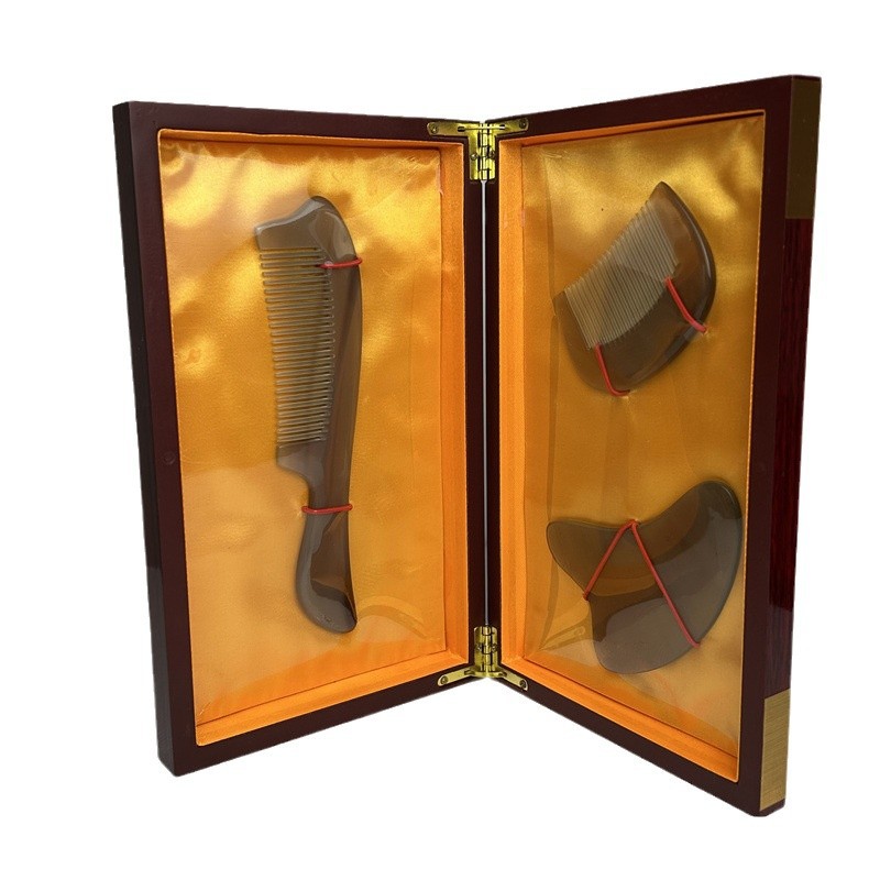 Horn Comb Gift Set Premium Ox Horn Hair Comb for Long Hair Home Use Elegant Festival Gift Box - Image 5
