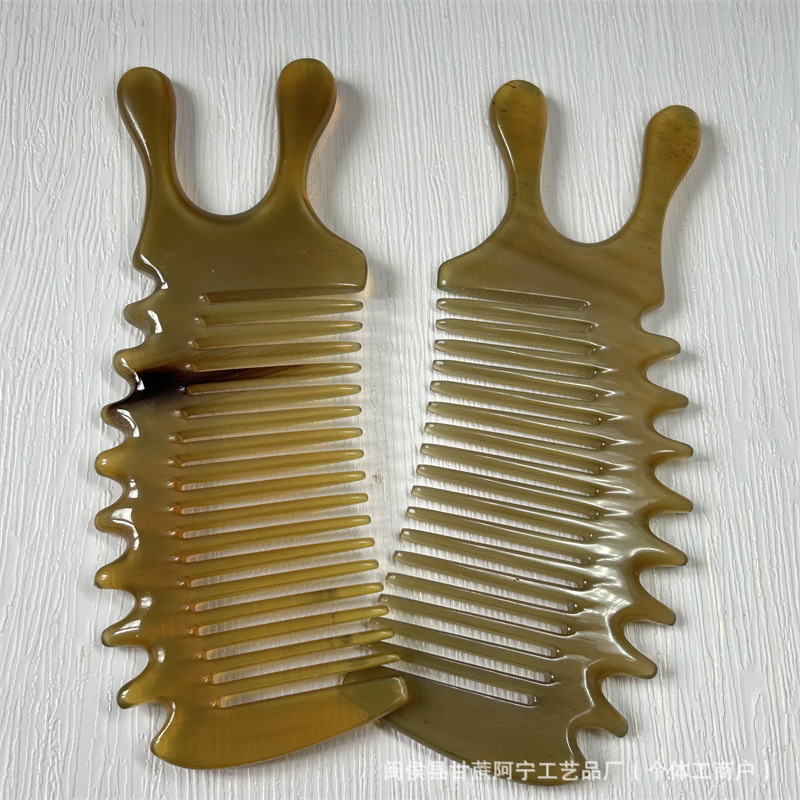 White Yak Horn Fine Tooth Comb Thickened Massage Comb 10-15CM Daily Hair Care Tool - Image 3