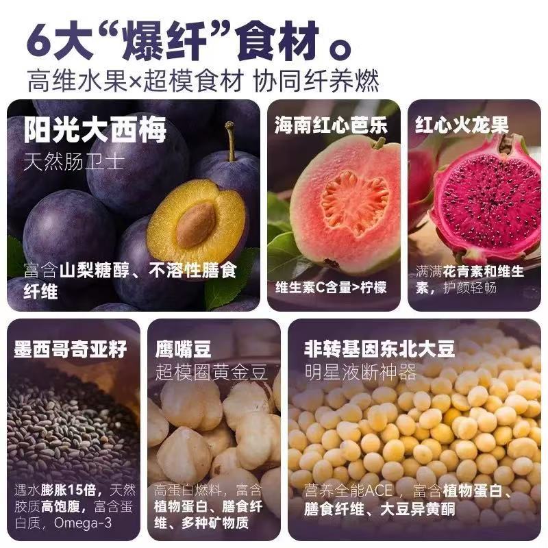 Prune Guava Chia Seed Soy Milk Powder Drink Mix 140g Box 9 Sachets Plant Protein Meal Replacement - Image 2