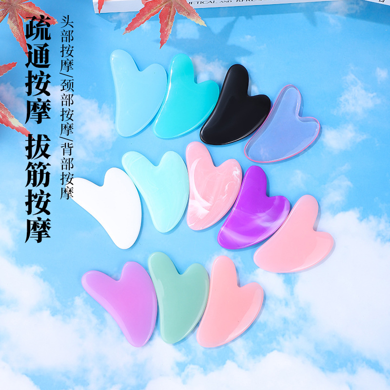 Rose Quartz Gua Sha Facial Massage Board Heart Shaped Resin Scraping Tool for Face and Body - Image 3