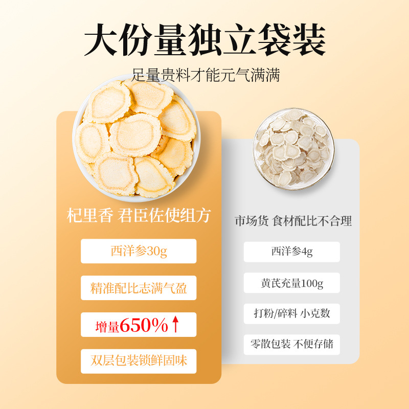 Qi Li Xiang Yuan Qi Four Treasures Herbal Tea Blend Astragalus Codonopsis Ophiopogon American Ginseng 180g Box - Image 2