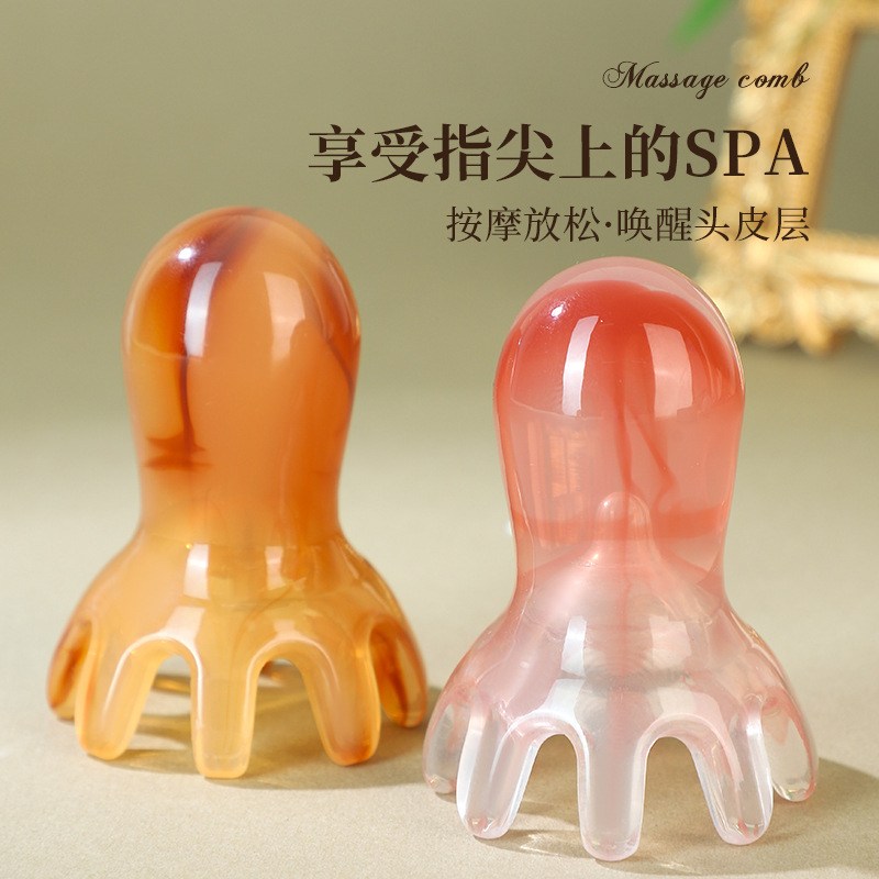 Octopus Head Scalp Massage Comb Portable Meridian Acupoint Guasha Tool for Wellness Massage - Image 3