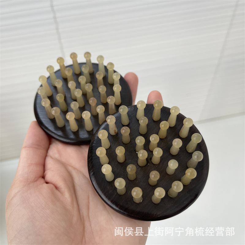 Ebony Wood Meridian Massage Comb 28 Teeth Ring Finger Scalp Comb for Head Therapy Salons Portable - Image 4