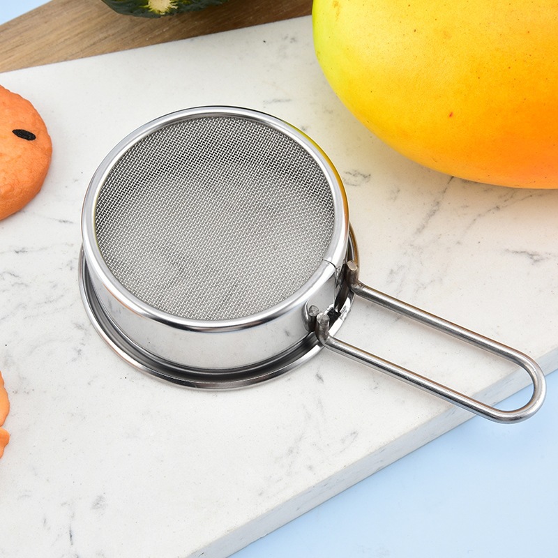 Stainless Steel Handheld Flour Sifter Cup Style Semi Automatic Baking Tool for Flour Powder Sugar and Sample Sieving - Image 4