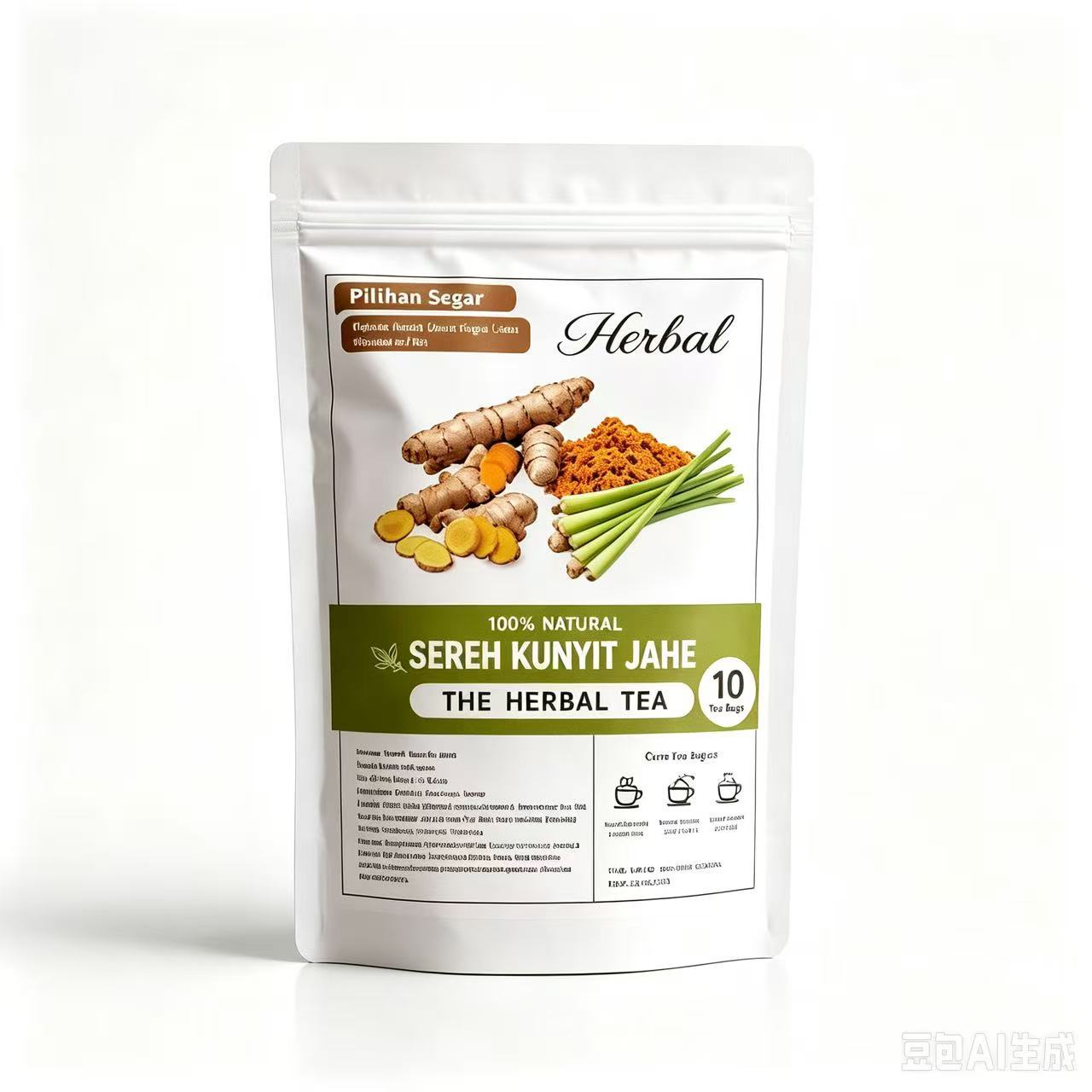 Sereh Kunyit Jahe Herbal Tea Turmeric Ginger Cinnamon Cold Brew Sachets 20g Sugar Free - Image 3