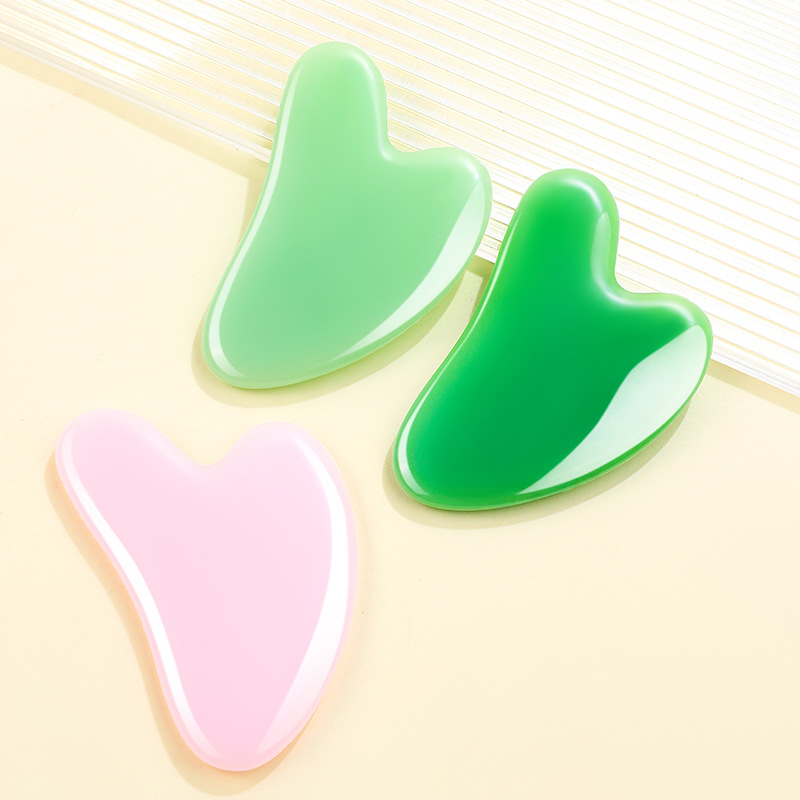 Natural Rose Quartz Gua Sha Heart Shaped Massage Wand Facial Eye Body Scraping Board - Image 4