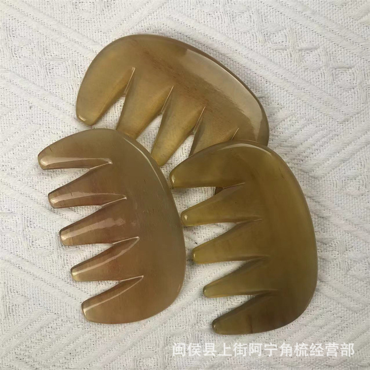 Goat Horn Five-Tooth Massage Comb Yang Jiao Shu Head Scalp Meridian Gua Sha Tool 9.5cm - Image 2