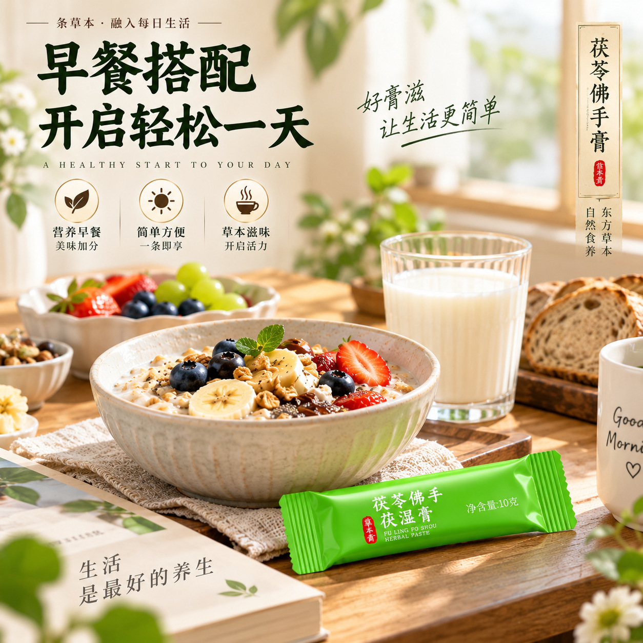 Wuzhimaotao Fuling Herbal Paste (Poria & Radix Fici Simplicissimae) — Portable Herbal Extract Sachets - Image 4