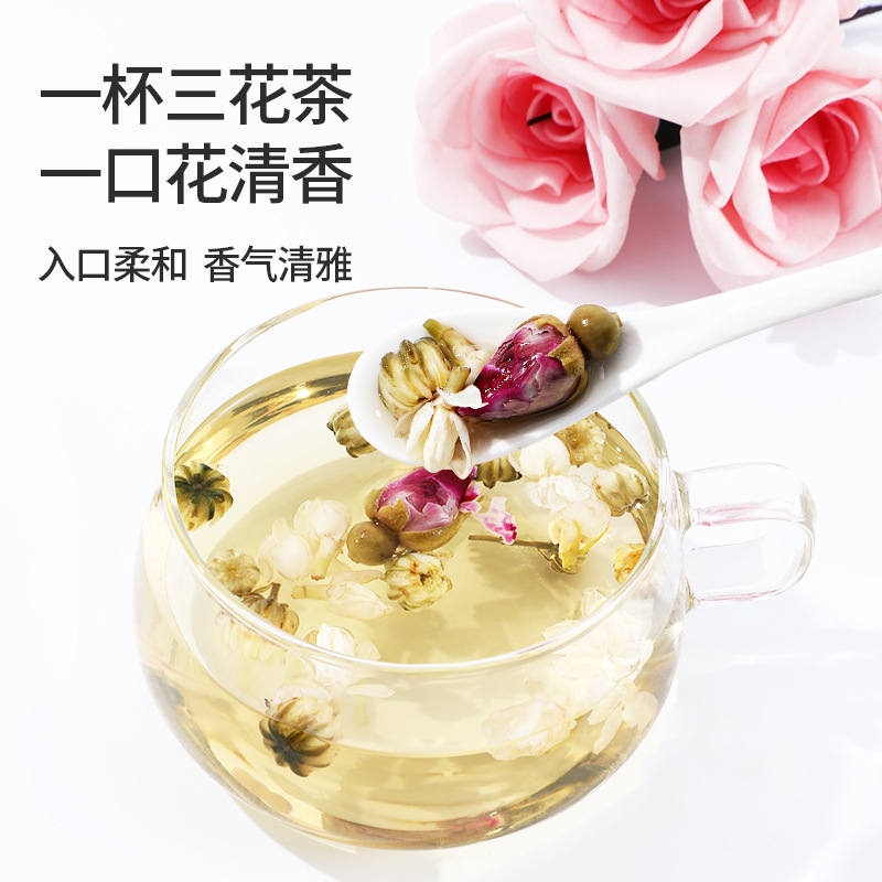 Three Flower Tea Rose Jasmine Chrysanthemum Blend Dried Floral Herbal Infusion 142g - Image 4