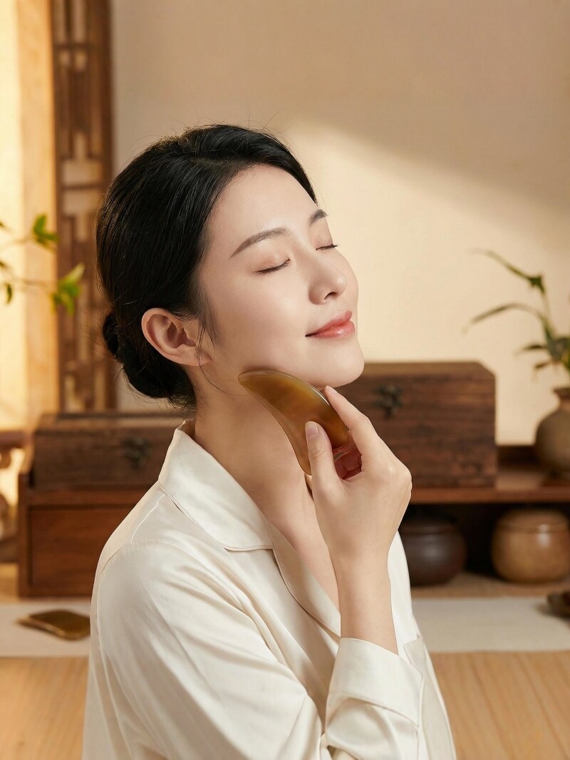 Natural Horn Gua Sha Board 15cm Facial Body Meridian Massage Comb Guasha Tool - Image 2