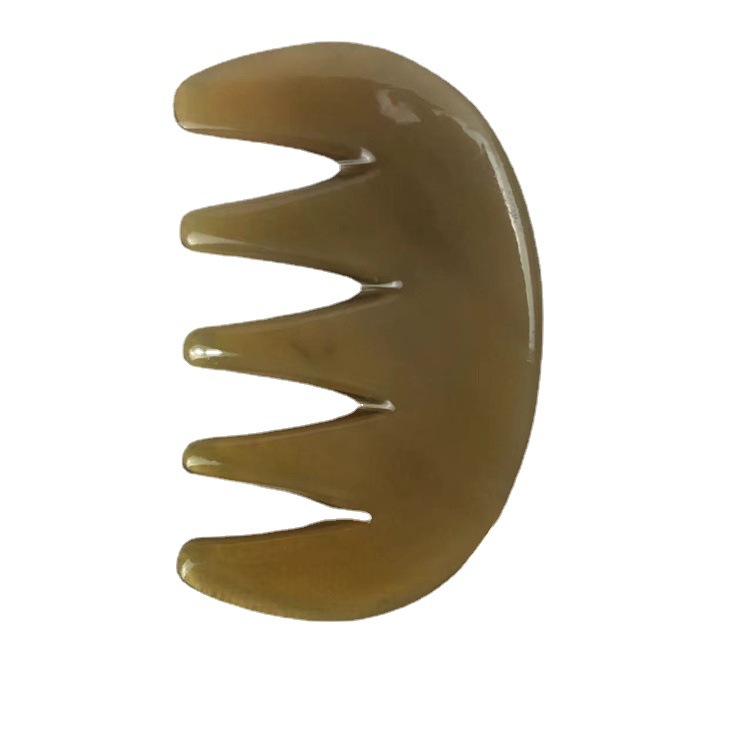 Natural Horn Five-Tooth Comb Head Massage Comb Gua Sha Scraping Board Meridian Gua Sha Tool - Image 5