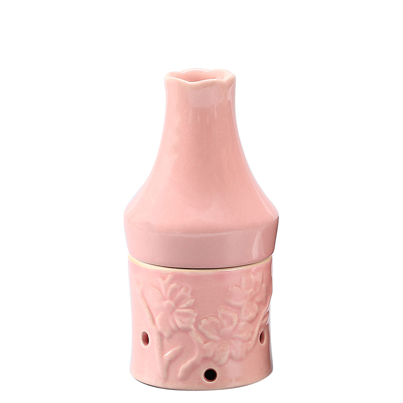 Ceramic Peach Blossom Moxibustion Jar Facial Warming Tool with Cloth Cover and Ash Guard - Image 5