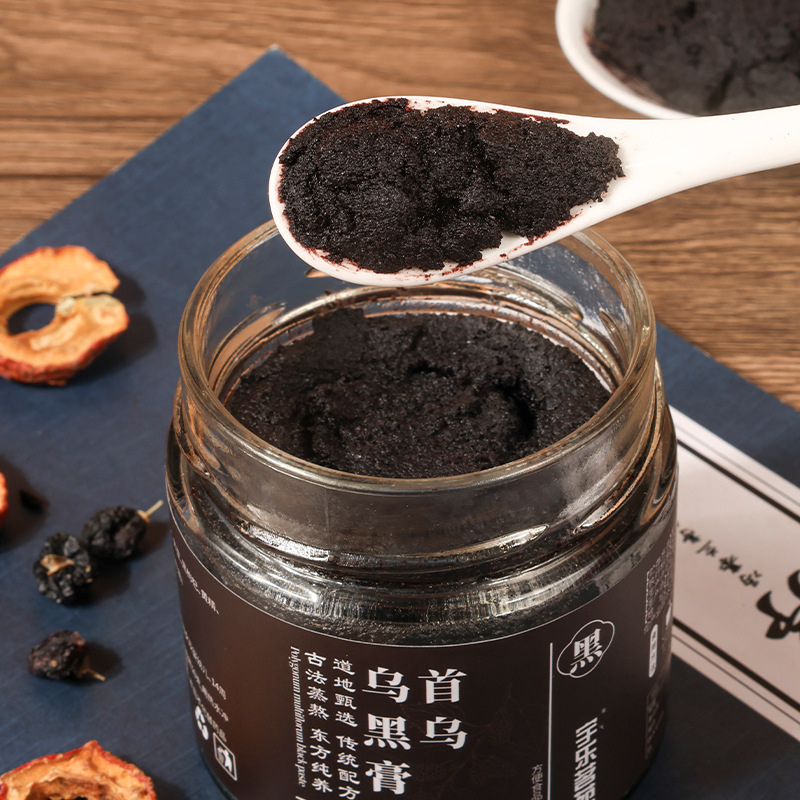 Shou Wu Black Hair Herbal Paste 220g Traditional Steamed He Shou Wu Blend with Black Goji Berry Mulberry and Huang Jing Ready to Eat - Image 2