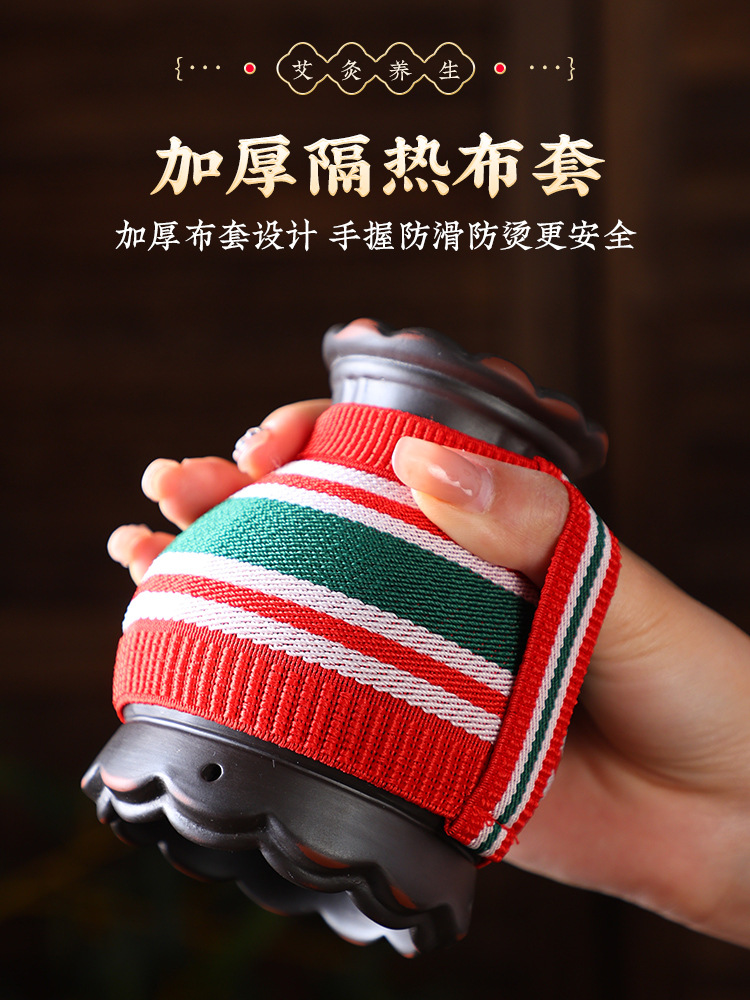 Bian Stone Fire Dragon Cupping Jar Gua Sha Massage Moxibustion Jar with Lotus Rim Heat-Resistant Home Use 365g - Image 3