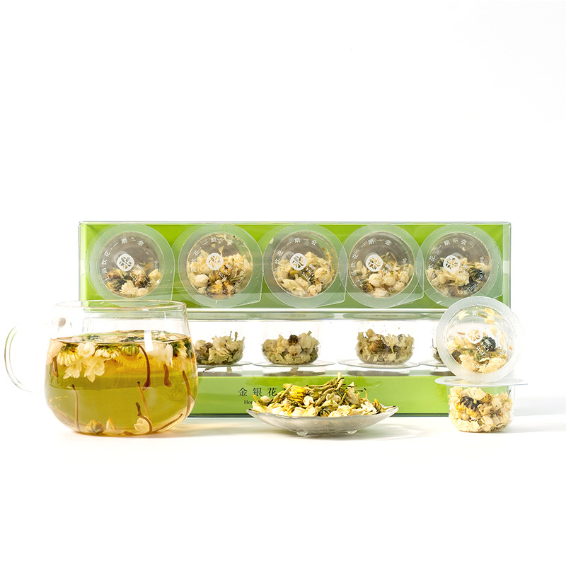 Three Flower Tea San Hua Cha Honeysuckle Jasmine Chrysanthemum Blend 10g Mini Jar Hot Brew Herbal Tea - Image 5