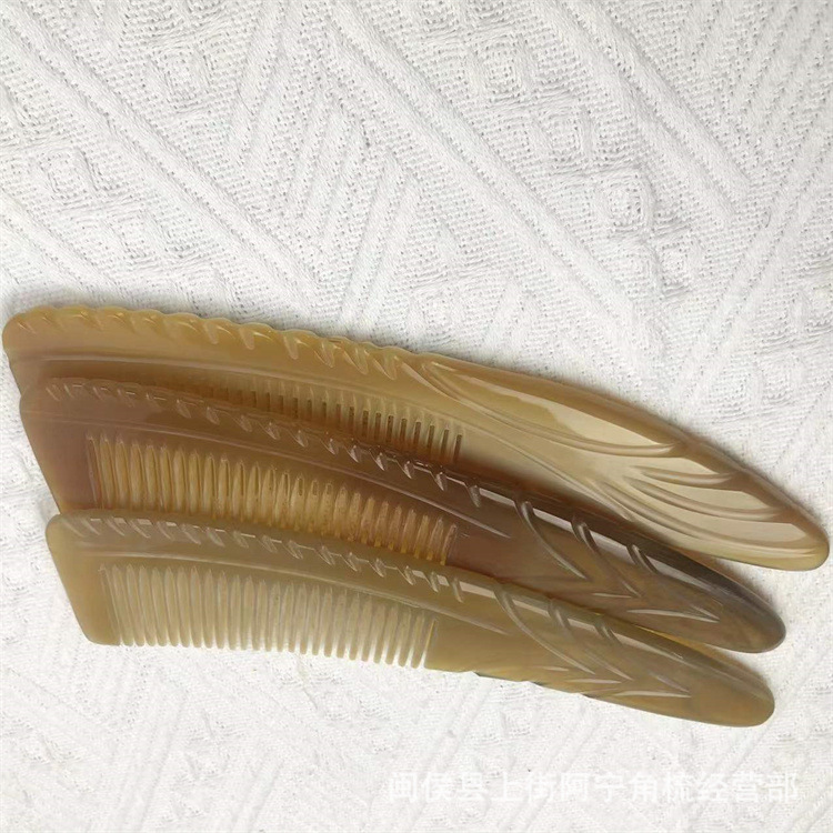 Natural Horn Comb Fine Teeth Rat Tail Handle Comb 16cm Portable Detangling Grooming Tool - Image 3