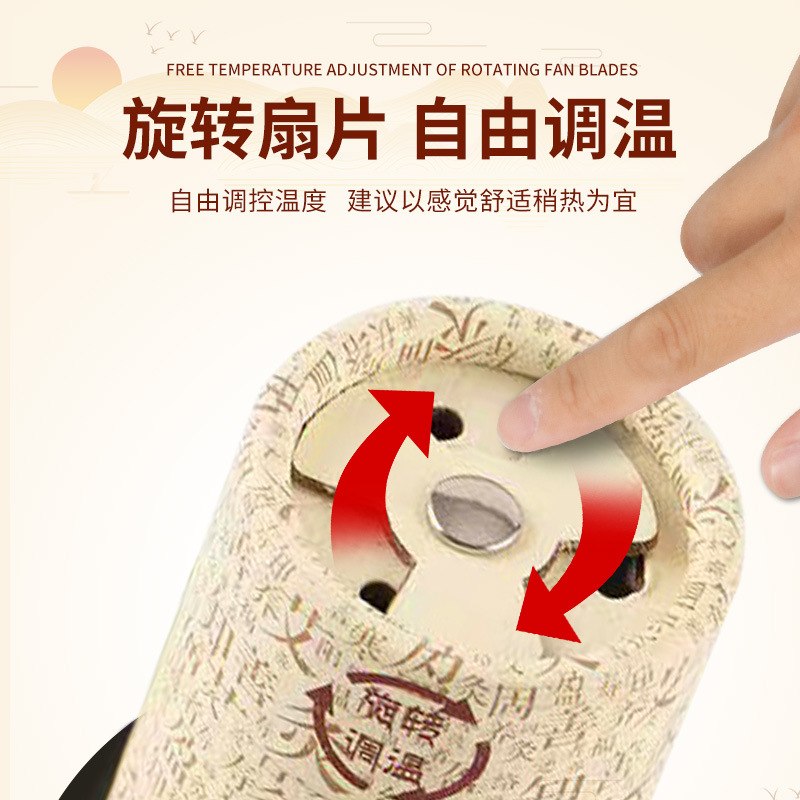Rotating Temperature Control Moxa Cone Cylinder Large Portable Moxibustion Box with Elastic Band and Aged Moxa Columns - Image 4