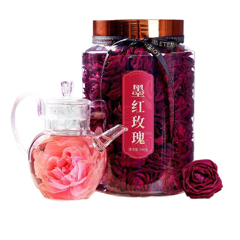 Yunnan Freeze Dried Dark Red Rose Flower Tea Dried Rose Buds One Bloom Per Cup 100g - Image 5