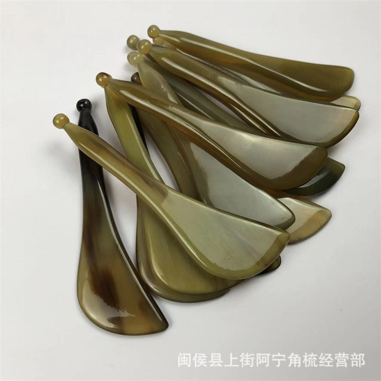 Horn Gua Sha Acupoint Massage Stick 12cm Tendon Plucking Tool for Eye and Body Care - Image 4