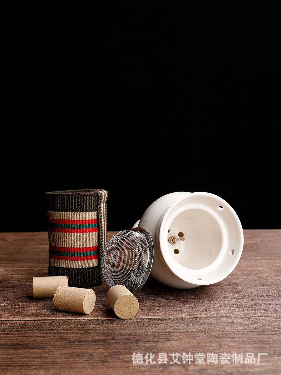 Ceramic Moxibustion Jar with Gua Sha Cup Jade Pot Design Blue Peony Glaze Warm Therapy Device for Home Use - Image 2