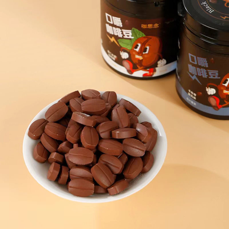 Instant Coffee Bean Candy Black Coffee Flavor Chewable Snack 100g Bottle - Image 4