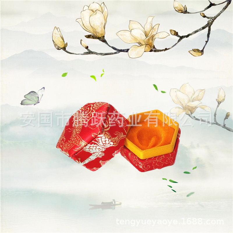 Hexagonal Brocade Gift Box Handmade Jewelry Packaging Box Empty Display Case - Image 3