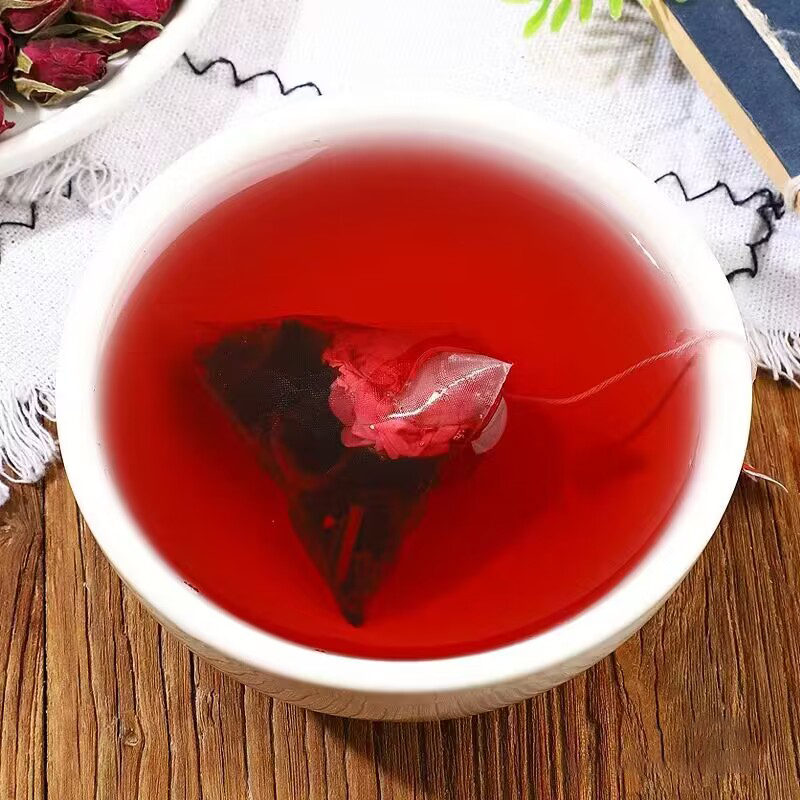 Roselle Mulberry Rose Tea (Hibiscus sabdariffa, Morus alba, Rosa rugosa) — Triangular Herbal Tea Bags - Image 4