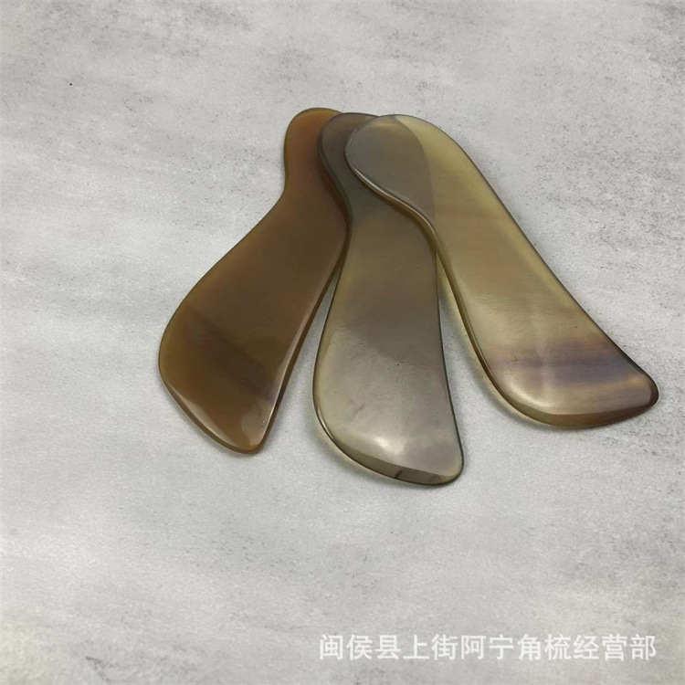 Horn Gua Sha Board Short S Shape Scraping Massage Tool for Face Eye Neck 11.5cm Natural Buffalo Horn - Image 3