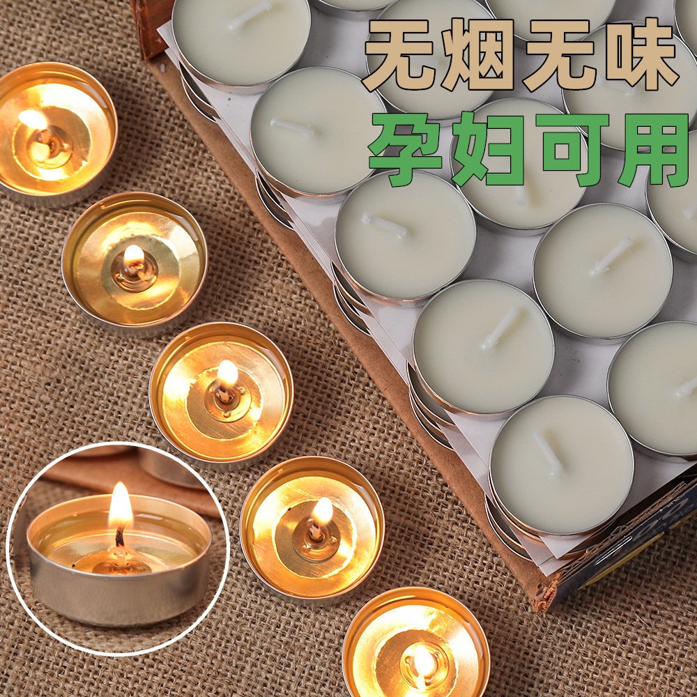 Smokeless Tealight Candles 4 Hour Burn Round White Wax for Tea Warming Aromatherapy and Ambiance 100 Pack - Image 2