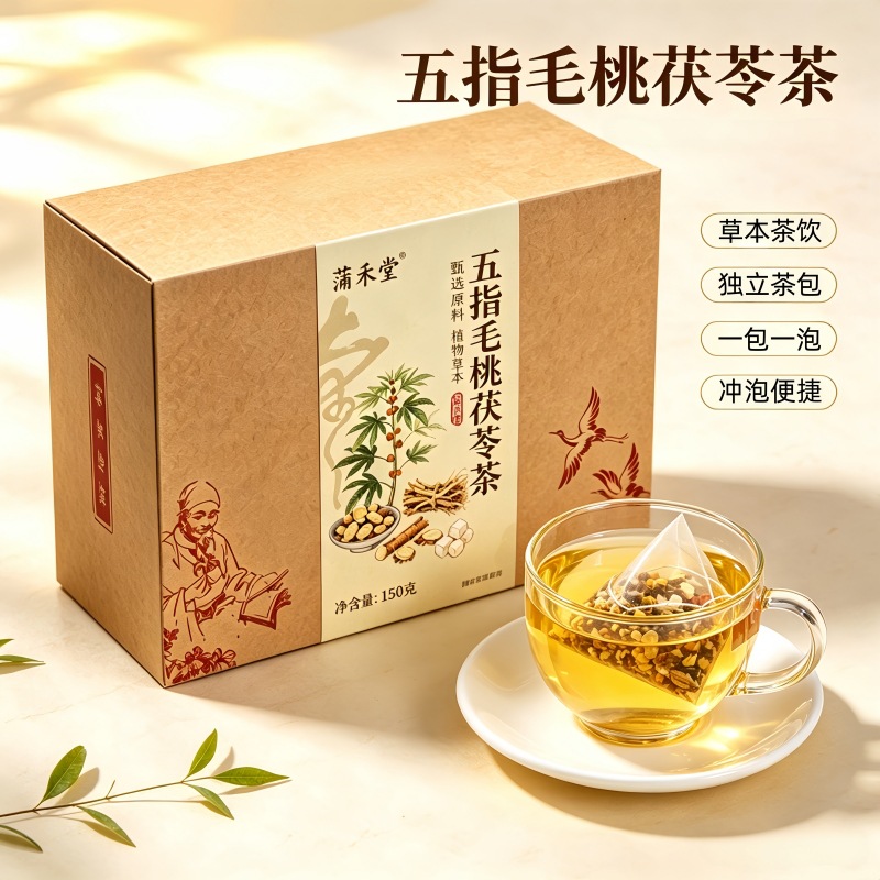 Wuzhi Maotai Fuling Tea 150g Box 15 Pyramid Tea Bags Five-Finger Fig Poria Herbal Wellness Tea - Image 4