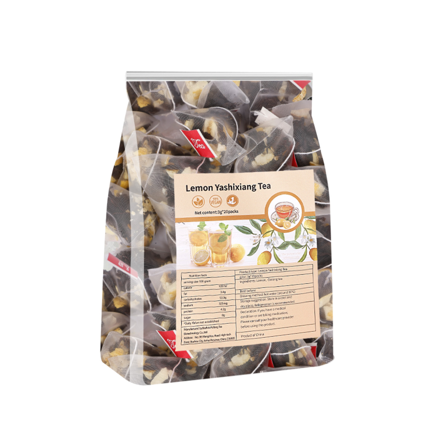 Ya Shi Xiang Lemon Tea Bags Sugar-Free Cold Brew Dancong Oolong Herbal Tea 20 Bags - Image 5