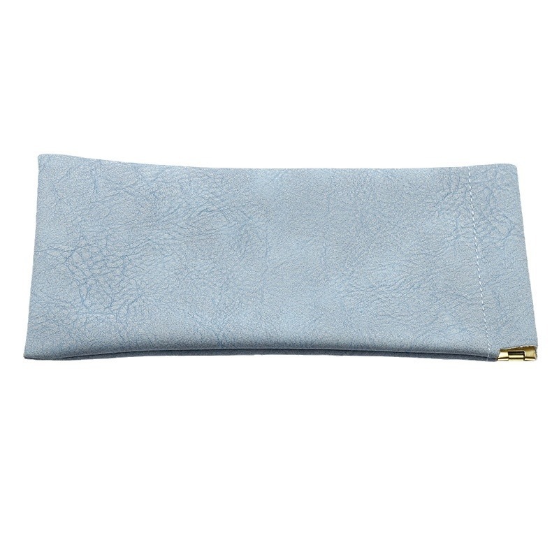 PU Leather Glasses Pouch Auto-Closing Snap Pocket Case for Sunglasses and Eyeglasses Blue 185x90mm - Image 5
