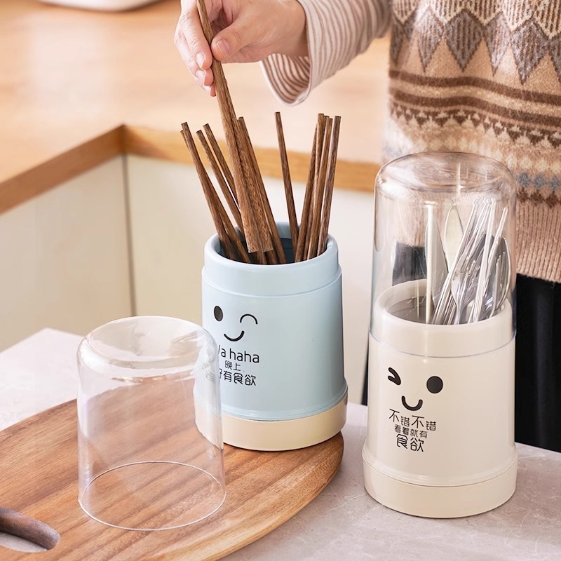 Dustproof Chopstick Holder Kitchen Utensil Storage Basket with Drainage Base Purple - Image 3