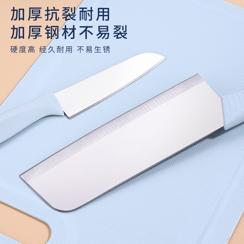 Portable Cutting Board Set 5 Piece Food Grade Plastic Chopping Boards with Stainless Steel Knives for Baby Food and Travel - Image 4