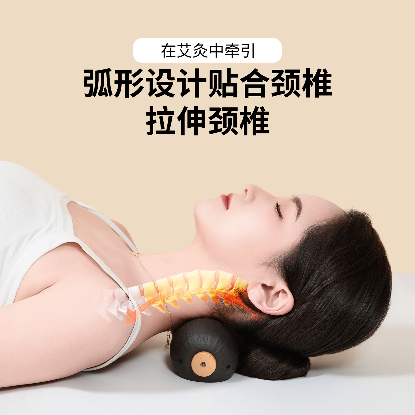 Black Purple Clay Peanut Moxibustion Neck Pillow with 108 Aged Moxa Sticks and Towel for Adult Warm Compress Care - Image 2