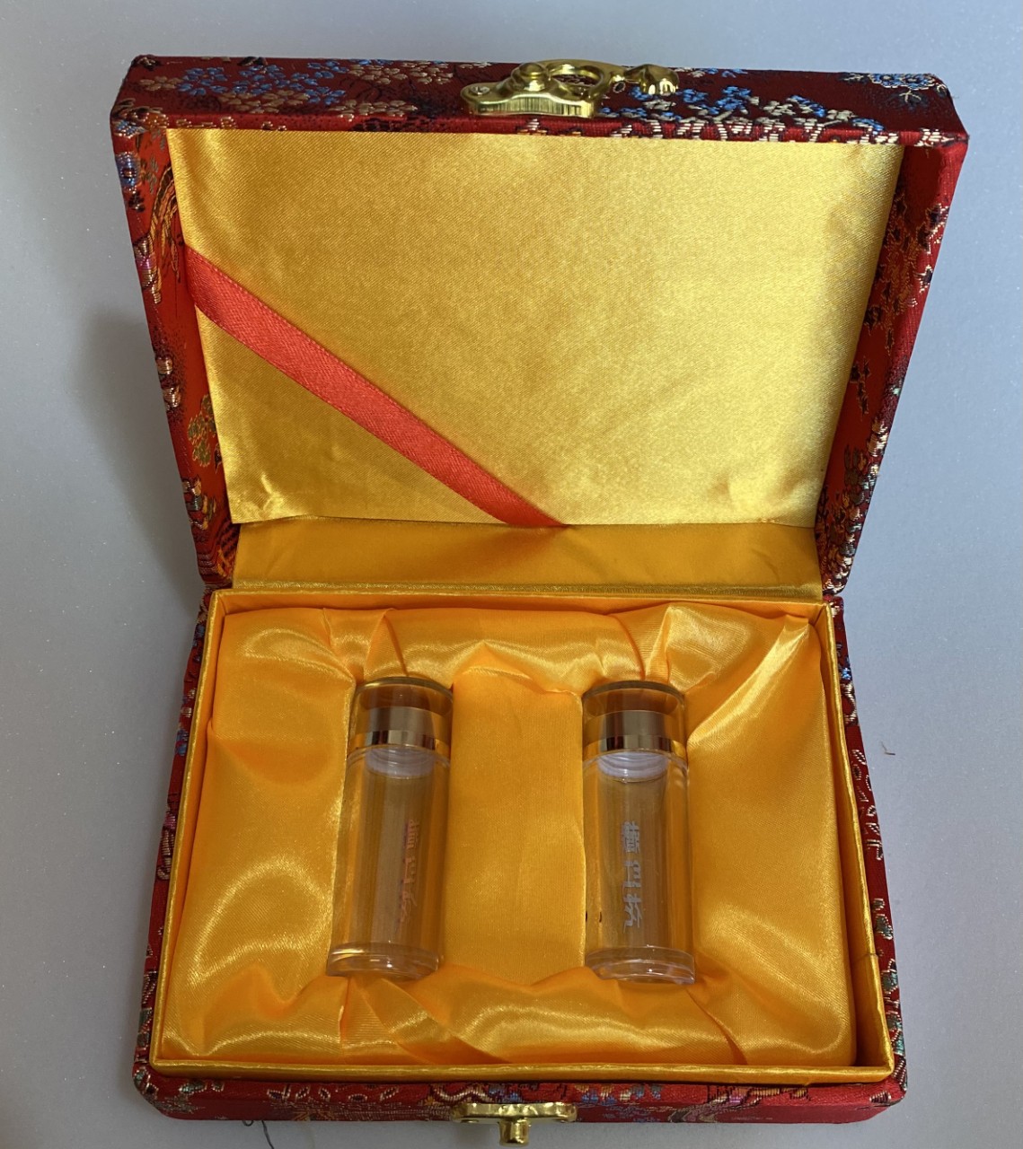 Red Brocade Gift Box Set of 2 for Herbal Honey Pills and Jewelry Packaging - Image 2