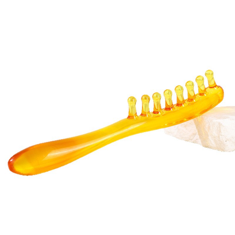 Wide Tooth Head Scalp Massage Comb Long Handle Anti Static Hair Brush Yellow Plastic 15-20cm - Image 5