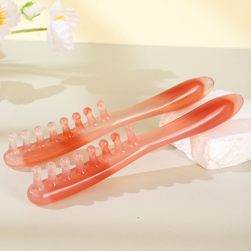 Wide Tooth Head Scalp Massage Comb Long Handle Anti Static Hair Brush Yellow Plastic 15-20cm - Image 4