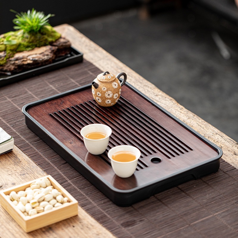 Melamine Tea Tray Set with Drainage Tray Small Kung Fu Tea Table for Home Tea Ceremony - Image 2