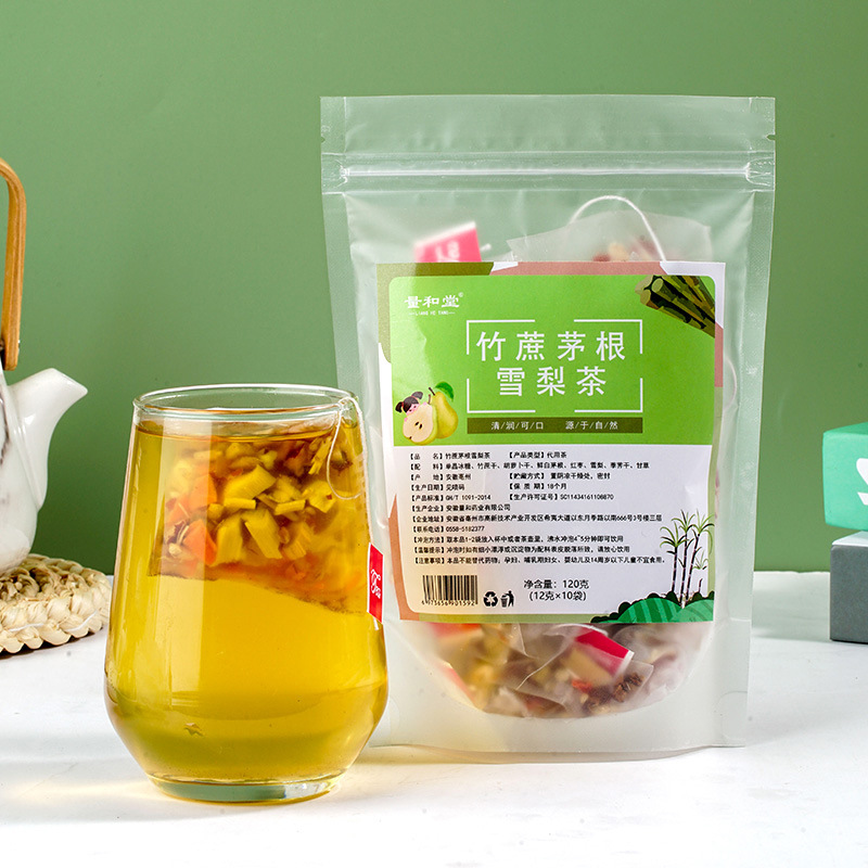 Sugarcane Imperata Snow Pear Tea 240g 20 Pyramid Tea Bags Herbal Blend - Image 2