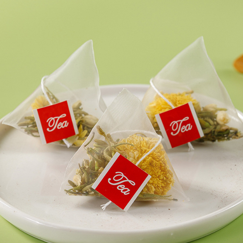 Three Flower Tea San Hua Cha Chrysanthemum Honeysuckle Jasmine Tea 50 Cold Brew Pyramid Tea Bags 100g - Image 3