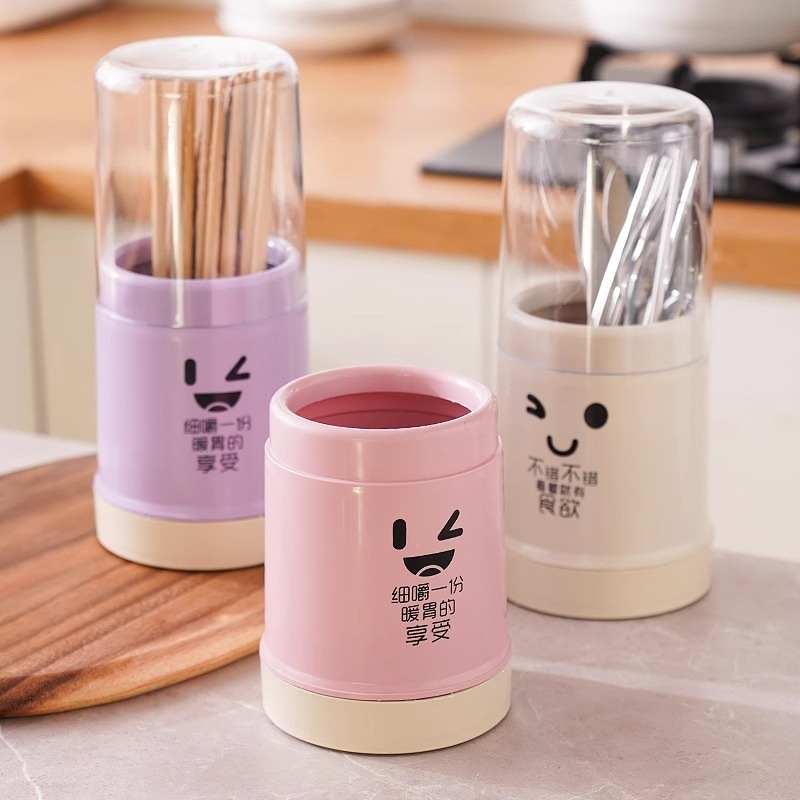Dustproof Chopstick Holder Kitchen Utensil Storage Basket with Drainage Base Purple - Image 2