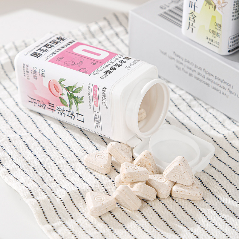Peach Jasmine Tea Lozenges Xylitol Sugar Free Mint Chewable Tablets 35g Bottle - Image 3
