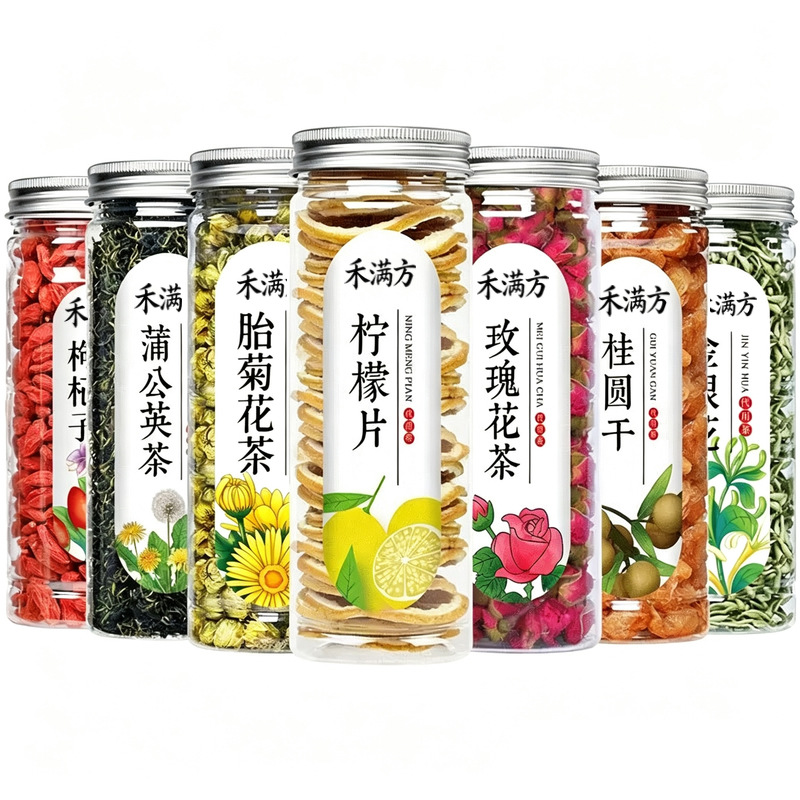Canned Herbal Flower Tea Blend Lemon Rose Honeysuckle Chrysanthemum Mulberry Leaf Goji Berry 50g - Image 4