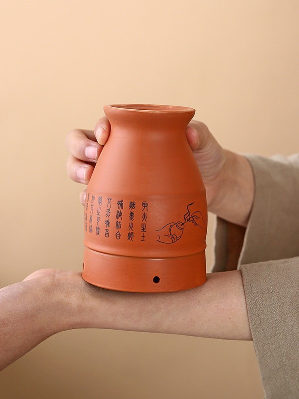 Purple Clay Moxibustion Jar with Gua Sha Cup Function Portable Warm Therapy Device for Home Use 280g - Image 3