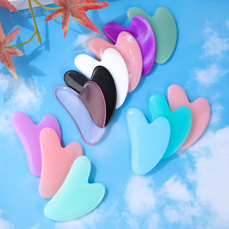 Rose Quartz Gua Sha Facial Massage Board Heart Shaped Resin Scraping Tool for Face and Body - Image 4