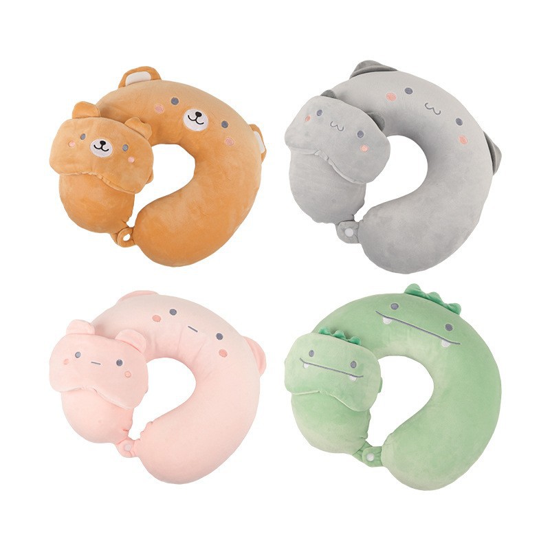 Mugwort U-Shape Neck Pillow Ai Cao Support Cushion Memory Foam Travel Pillow with Eye Mask - Image 5
