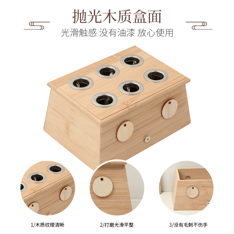 Six Hole Bamboo Moxibustion Box Ai Jiu Ge Traditional Moxa Warming Device for Body Therapy - Image 2
